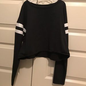 Forever 21 Cropped Varsity Striped Sweatshirt